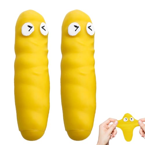 2 Stück Kackwurst Stress Wurst, Dehnbarer Kackhack zum Stressabbau, Stretchy Poo Ball Fake Stretchy Poop Stressabbau Spielzeug, Lustiges Geburtstags Geschenk Scherzspielzeug für Kinder Yellow von POPOYU