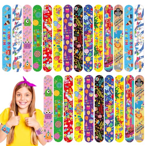 POPOYU 24 Stück Weihnachten Slap Armbänder Set Kinder für Jungen Mädchen Snap Bracelets Geburtstag Schulfest Zubehör von POPOYU