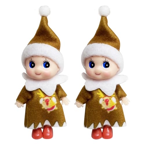 2er Set Weihnachtself Weihnachtselfen Wichtelpuppe, Elfie (Junge) und Elvie (Mädchen) Lustige und Verspielte Elfen Verhalten Sich Schlecht Mini Figuren mit Weichem Körper für Weihnachtsspielzeug Xmas7 von POPOYU