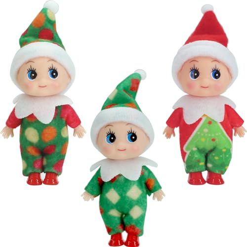 3 Stück Mini-Puppe Elf Weihnachten Baby Winziger Weihnachtself für Mädchen und Jungen,Puppe Baby Elf im Regal Weihnachten Neuheit Spielzeug Puppen Elfen Baby Spielzeug für Weihnachten Neujahr Geschenk von POPOYU