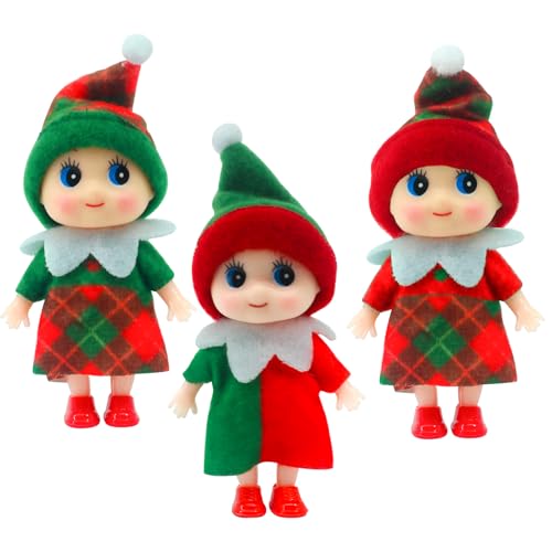 3 Stück Mini-Puppe Elf Weihnachten Baby Winziger Weihnachtself für Mädchen und Jungen,Puppe Baby Elf im Regal Weihnachten Neuheit Spielzeug Puppen Elfen Spielzeug für Weihnachten Neujahr Geschenk von POPOYU