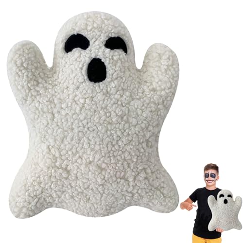 POPOYU Halloween Kuscheltier Gespenster 40cm,Halloween Kissen Geist Weißer Geister Plüsch Halloween Geister Figure Geisterstofftier Geisterkissen Für Halloween Kinder Geschenk Deko Geister Wurfkissen von POPOYU