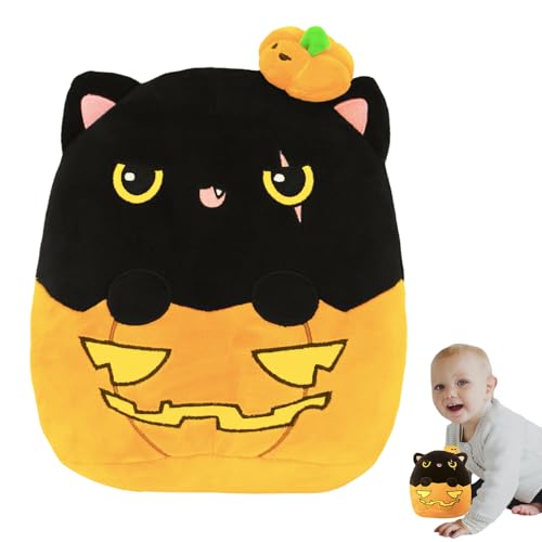 POPOYU Halloween Plüsch,8’’ Kleines Kuscheltier Kürbiskatze Stofftier Gefüllte Plüschpuppe,Halloween Squishmallows Plüschkissen Spielzeug für Kinder Mädchen Jungen Halloween Sofa Dekoration Geschenk von POPOYU