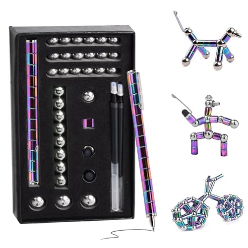 Magnetic Fidget Pen, Magnet Stift Gravity Pen Stressabbau Zappelspielzeug für Kinder Erwachsene, Magnetischer Stift Jet Strato Pen, Crushmetric Stifte Fidgi, Magnetisches Schachspiel, Reisen Schach von POPOYU