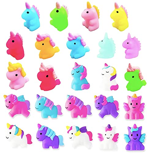 Mochi Squishy,24 Stück Squeeze Toy Set,Niedlich Einhorn Squishies Fidget Toys Anti Stress Spielzeug,Quetsch Tiere für mini geschenke Erwachsene Kinder,Stressabbau,Geschenktüten für Weihnachtsspielzeug von POPOYU