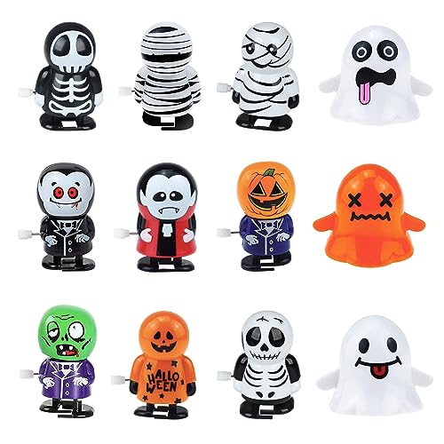 POPOYU 12 Stück Halloween Aufziehspielzeug für Kinder,Halloween Wind Up Spielzeug Mitgebsel Halloween Kinder,Uhrwerk Lauf Spring Spielzeug für Halloween Deko Party Mitgebsel Geschenk Goody Bag von POPOYU