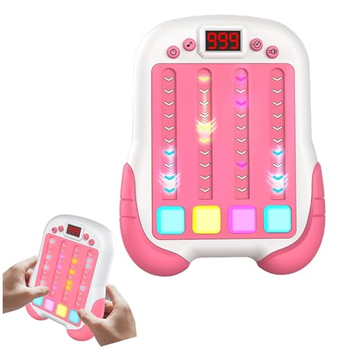 Interaktive Rhythmus-Spielmaschine,Fingerspielzeug Schiebespiel,Pop-Fidget-Spiel,Schnelles Reaktionsspiel,Rhythmus-Tastenspiel,Musikalisches Herausforderungsspielzeug 2024 elektronische BonbonRosa von POPOYU