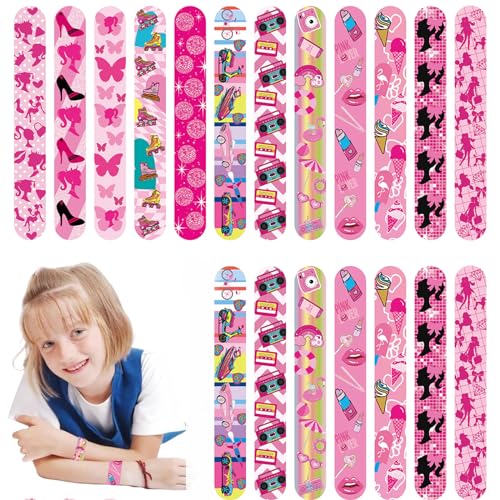 POPOYU 24 Stück Bar-bi Schnapparmbänder Kinder,Barbiprinzessin Armband Kindergeburtstag Gastgeschenke,Mitgebsel Bar-bi Geburtstag Junge,Bar-bi Mitgebsel Slap Armbänder für Prinzessin Kleine Geschenke von POPOYU