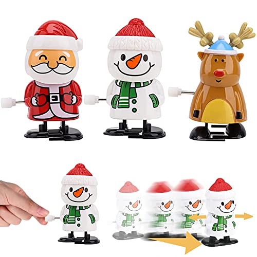 POPOYU 3 Stück Weihnachts Aufziehspielzeug Set,Uhrwerk Lauf Spring Spielzeug Kinder Weihnachtsbaum Aufziehspielzeug,Mini Weihnachten Wind-up Spielzeug für Kinder Weihnachten Deko Weihnachts Crackern von POPOYU