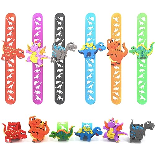 6Stück Dinosaurier Schnapparmband Kinder,Armband Dinosaurier Wristband Silikon Slap Armbänder für Dinosaurier Motto Geburtstag Mitgebsel Kinder,Dinosaurier Geburtstag Deko,Kinder Party Bag Fillers von POPOYU