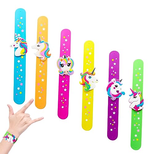 POPOYU 6Stück Einhorn Schnapparmband Kinder,Armband Einhorn Wristband Silikon Slap Armbänder für Einhorn Motto Geburtstag Mitgebsel Kinder,Einhorn Geburtstag Deko,Kinder Party Bag Fillers von POPOYU