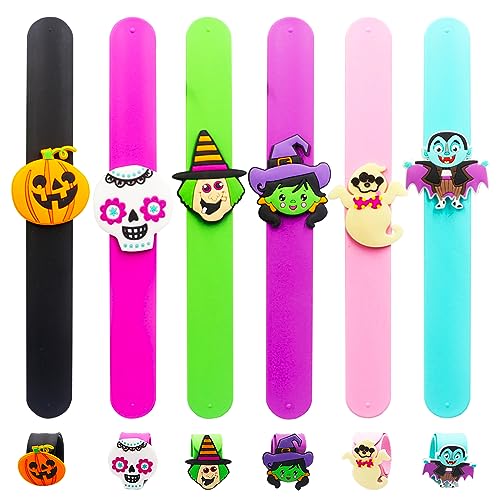 POPOYU 6Stück Halloween Schnapparmband Kinder,Armband Halloween Wristband Silikon Slap Armbänder für Halloween Motto Geburtstag Mitgebsel Kinder,Halloween Geburtstag Deko,Kinder Party Bag Fillers von POPOYU