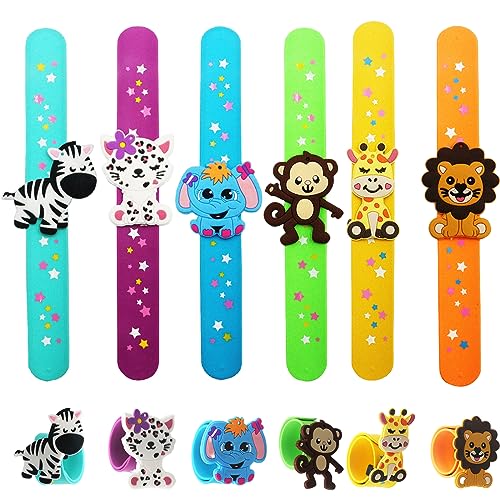 6Stück Dschungel Tier Schnapparmband Kinder,Armband Tier Wristband Silikon Slap Armbänder für Dschungel Tier Motto Geburtstag Mitgebsel Kinder,Dschungel Tier Geburtstag Deko,Kinder Party Bag Fillers von POPOYU