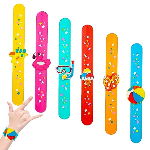 6Pcs Schwimmbecken Schnapparmband Kinder,Armband Schwimmbecken Wristband Silikon Slap Armbänder für Schwimmbecken Motto Geburtstag Mitgebsel Kinder,Sommerstrand Geburtstag Deko,Kinder Party Bag Filler von POPOYU