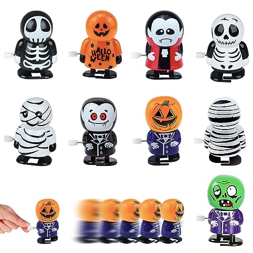 POPOYU 9 Stück Halloween Aufziehspielzeug Set,Uhrwerk Lauf Spring Spielzeug Kinder Halloween Aufziehspielzeug,Mini Hallooween Wind-up Spielzeug für Kinder Halloween Deko Halloween Crackern von POPOYU