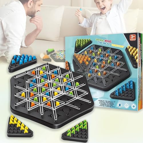 POPOYU Triggle Spiel Gummibänder,Triangle Strategy Ketten Dreieck Schachspiel,Chain Triangle Game Brettspiele Dreieck,Triggle Board Game,Triggle Spiel Schach,Triggle Game Gummiband von POPOYU