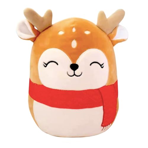 POPOYU Elch Kuscheltier,Kawaii Plüsch Stofftier Gefüllte Plüschpuppe,Elch Plüschtier Nikolaus Stofftier Weihnachtsmann für Kinder Sofa Schlafzimmer Dekoration Spielzeug Weihnachten Neujahr Geschenk von POPOYU