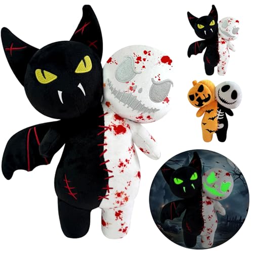 POPOYU Halloween Doppelkopf Fledermaus Geist, Halloween Kissen Geist lila Fledermaus Plüsch Halloween Doppelkopf Fledermaus Geist Halloween Kinder Geschenk Dekoration Geist Kissen von POPOYU