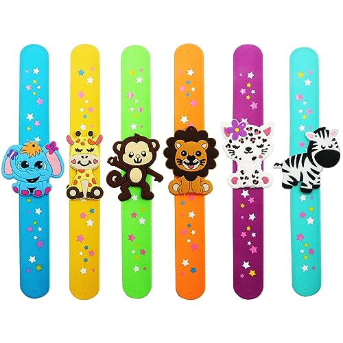 POPOYU Silikon Schnapparmbänder Kinder,6 Stück Dschungel Safari Party Slap Armbänder Mitgebsel,Dschungel Armband Junge Mädchen Dschungel Geburtstagsdeko für Kinder Party Bag Fillers von POPOYU