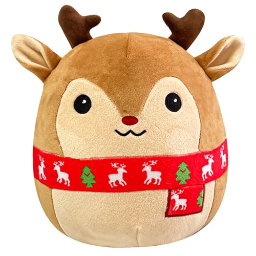 POPOYU Elch Kuscheltier,Kawaii Plüsch Stofftier Gefüllte Plüschpuppe,Elch Plüschtier Nikolaus Stofftier Weihnachtsmann für Kinder Sofa Schlafzimmer Dekoration Spielzeug Weihnachten Neujahr Geschenk von POPOYU