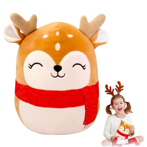 POPOYU Weihnachten Plüsch,8’’ Kleines Kuscheltier Elch Stofftier Gefüllte Plüschpuppe,Weihnachten Plüschkissen Spielzeug für Kinder Mädchen Jungen Xmas Sofa Dekoration Geschenk von POPOYU