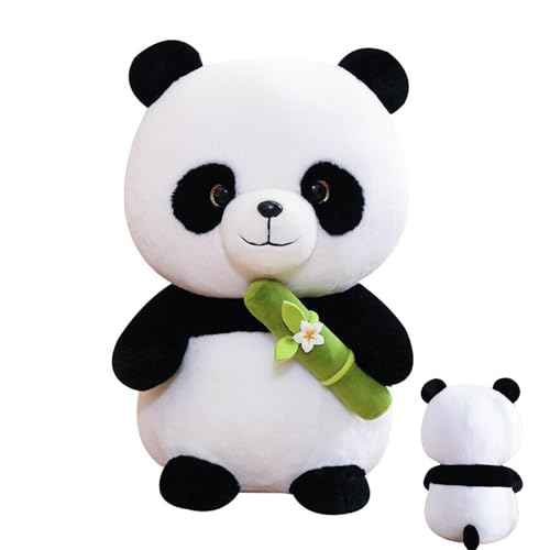 POPOYU Panda Kuscheltier mit Glitzeraugen, Weiß/Schwarz Flauschige Weicher Panda Plüschtier, 25cm Süße Panda Plüschtier Lebensecht Gestaltetes Zimmer Deko, Spielzeug Geschenk für Kinder Jungen Mädchen von POPOYU