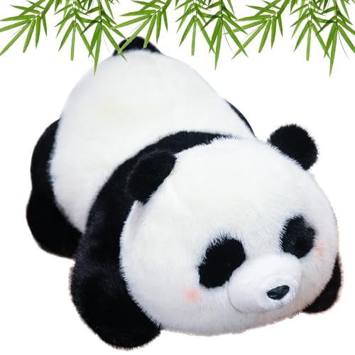 POPOYU Panda Kuscheltier mit Glitzeraugen, Weiß/Schwarz Flauschige Weicher Panda Plüschtier, 25cm Süße Panda Plüschtier Lebensecht Gestaltetes Zimmer Deko, Spielzeug Geschenk für Kinder Jungen Mädchen von POPOYU