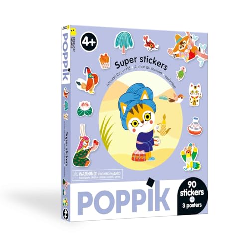 POPPIK 1841278 Sticker-Box, Weltreise, 3 interaktive Themenposter mit ablösbaren Aufklebern, mehrsprachige Lernposter für Kinder ab 4 Jahren POPPIK 1841278 Sticker-Box, Weltreise, 3 interaktive Themenposter mit ablösbaren Aufklebern, mehrsprachige Lernposter für Kinder ab 4 Jahren von POPPIK