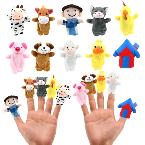 10 Stücke Fingerpuppen Finger Plüschtier Mini Plüsch Tier Fingerpuppen, Cartoon kleine Handpuppe Spielzeug, Mini Plüsch Figuren Klein Tierfiguren, Baby Fingerpuppen Set, Geburtstag Party Tasche Füller von PORUPAEL