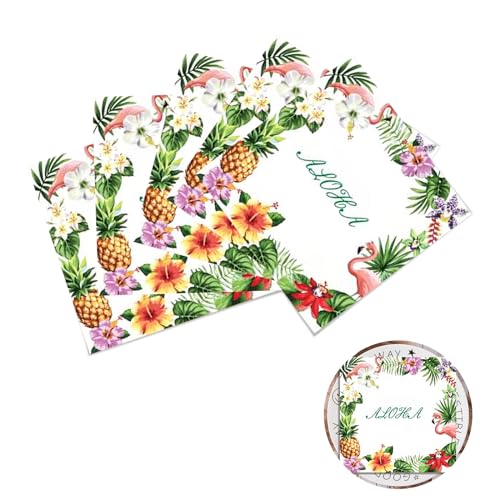 20 Stück Hawaii Party Servietten Sommer Paper Napkins 33x33 Cm Flamingo Party Papierservietten Napkins Tropische Tableware Party Deko Für Hawaii Sommer Geburtstag Party Dekoration von PORUPAEL