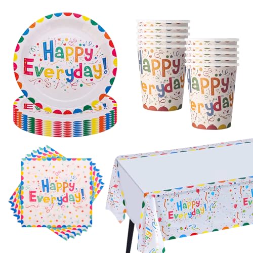 41PC Partygeschirr Kindergeburtstag Geburstag Partygeschirr Pappteller Set Bunte Partyteller Partybecher Servietten Geburstag Pappteller Kindergeburtstag Mädchen Junge für 10 Gäste von PORUPAEL