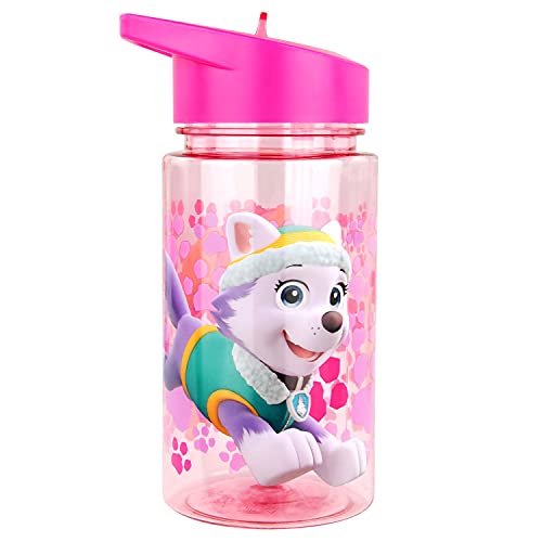 P:os 29232 - Trinkflasche für Kinder, ca. 450 ml, transparentes Design mit Paw Patrol Motiv und integriertem Strohhalm zum Hochklappen, aus Kunststoff, bpa- und phthalatfrei von POS Handels GmbH