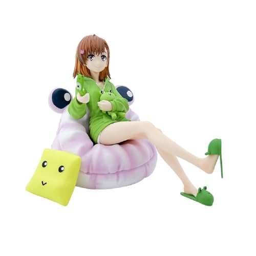 POTACEE Anime Figure Misaka Mikoto Frog Costume Double-Headed Sitting Position Model Ornament 14CM von POTACEE