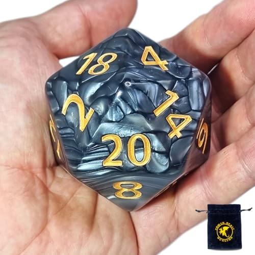 Power Beast Dungeon Riesen Würfel D20(55mm) + Würfelbeutel, Würfeln für Rollenspiele, Titan Würfel, Polyedrische Würfel, DND, Dungeons and Dragons, D&D, Pathfinder. von POWER BEAST