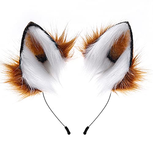 Handgefertigtes katzenohren Fuchs Wolf Ohren Halloween Kostüm Zubehör Damen und Kinder Brown von PPFINE