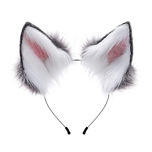 Handgefertigtes katzenohren Fuchs Wolf Ohren Halloween Kostüm Zubehör Damen und Kinder Gray von PPFINE