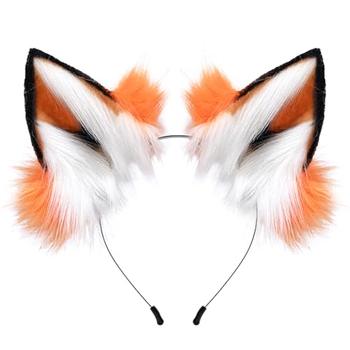 Handgefertigtes katzenohren Fuchs Wolf Ohren Halloween Kostüm Zubehör Damen und Kinder Orange von PPFINE