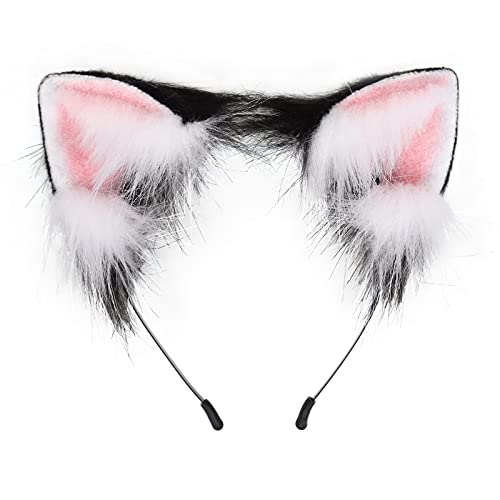 Katze Fuchs Wolf Ohren Cosplay Lange Fell Haar Stirnband Wolf Tier Anime Halloween Cosplay Kostüm für Mädchen von PPFINE