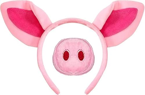 PPGGOPP Schwein Kostüm Set, Schwein Ohren Stirnband, Schweinohren Stirnband, Ohren Haarreif, Schweinenase, Rosa Schwein Kostüm Kit Zubehör,Tier Kostüm Kinder, für Karneval, Halloween von PPGGOPP