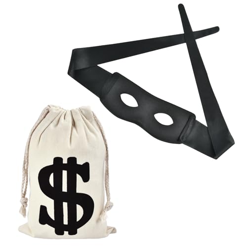 Räuber Kostüm Set,Panzerknacker Kostüm Accessoire,Dieb Accessoires Set,Bank Robber Kostüm,Cosplay Einbrecher Räuber Accessoire,Räuber Kostüm Verkleidung Erwachsene Kinder Karneval Cosplay Fasching (B) von PPGGOPP