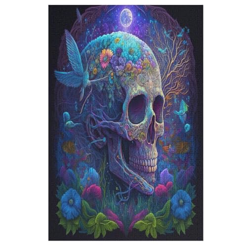 1000 Teile Puzzle Für Erwachsene, Totenkopf -Puzzles, Kinder Holz-Puzzle, Kreatives Puzzle, Geschenk Für Freunde Und Familie （78×53cm） von PPZYY