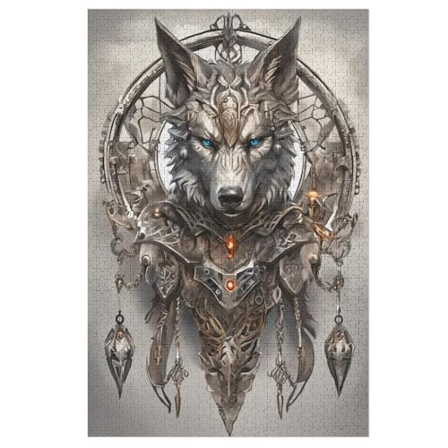 1000 Teile Puzzle Für Jungen Und Mädchen, Standard-Puzzles, DreamKatzecher Wolf -Puzzles, Familienspiele, （78×53cm） von PPZYY