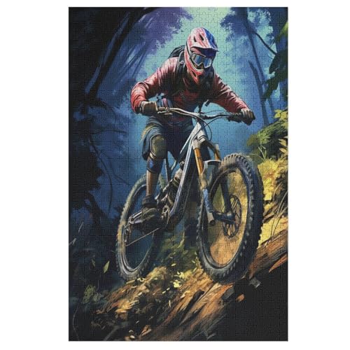 1000 Teile Puzzles Für Erwachsene, Mountainbike Puzzle, Holzpuzzle - Familienpuzzle Verringerter Druck Schwieriges Puzzle Unmögliche Puzzle Für Erwachsene 12+ Kinder （78×53cm） von PPZYY