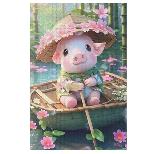 1000-teiliges Puzzle Für Erwachsene, süßes Schwein -Puzzle, Holzpuzzle, Gehirn-Herausforderung, Puzzle-Spielzeugspiel （78×53cm） von PPZYY