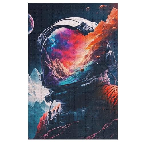 Astronaut -Puzzle, 1000 Teile,Holzpuzzle Für Erwachsene Kinder, Lustiges Spielzeug, Denkspiel, Spielzeug, Bildungsspiel, Herausforderung, Pädagogisch, （78×53cm） von PPZYY