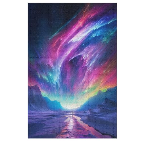 Aurora Puzzle 1000 Teile, Holzpuzzle Für Erwachsene, Impossible Puzzle, Geschicklichkeitsspiel Für Die Ganze Familie, Puzzle Farbenfrohes Legespiel Kinder Puzzles （78×53cm） von PPZYY