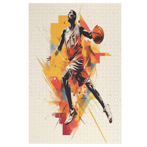 Basketballsport-Puzzlespiel Aus Holz, 1000 Puzzleteile, Kreatives Puzzle Für Teenager Und Erwachsene, Kreatives Spielzeug, Puzzles, （78×53cm） von PPZYY