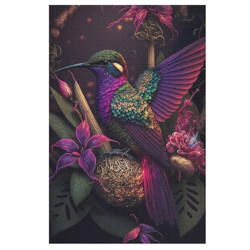 Colorful HummingVogel Holzpuzzle 1000 Stück Puzzles Für Erwachsene Teenager Stress Abbauen Familien-Puzzlespiel Poster 1000-teiliges Puzzle Kinder Lernspiel Spielzeug Geschenk （78×53cm） von PPZYY