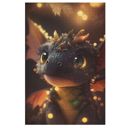 Cute Drache Holzpuzzle 1000 Teile, Knobelspiele Für Erwachsene, Teenager, Puzzles Unmögliche - Kinder Puzzle Zimmer Deko （78×53cm） von PPZYY