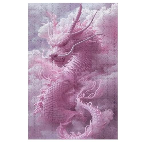 Cute Drache -Puzzle, 1000 Teile,Holzpuzzle Für Erwachsene Kinder, Lustiges Spielzeug, Denkspiel, Spielzeug, Bildungsspiel, Herausforderung, Pädagogisch, （78×53cm） von PPZYY